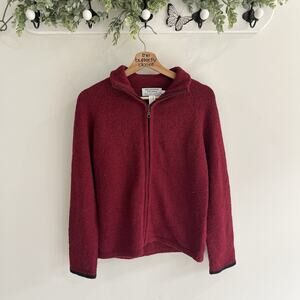 Indigenous Designs Alpaca Knit Red Sweater Full Zip Size S U520 grandmacore